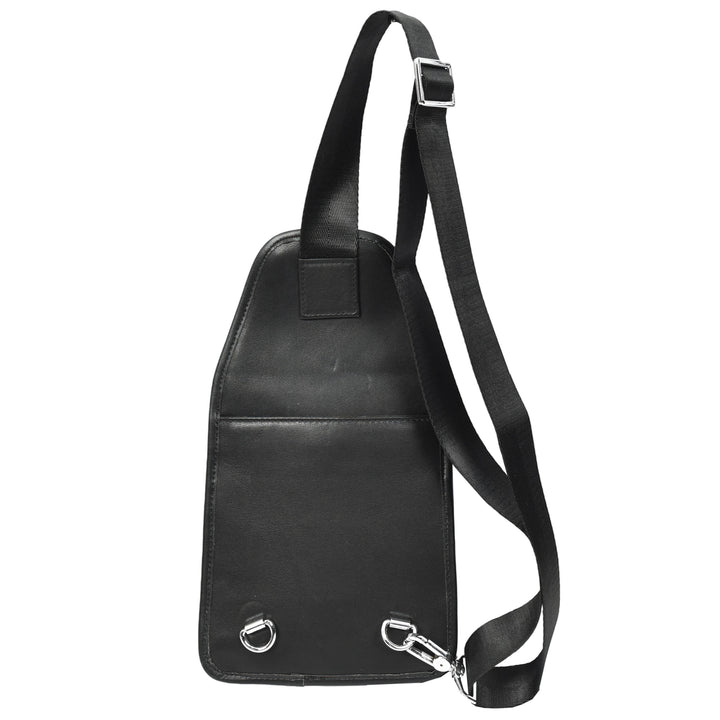 Mens Real Leather Chest Bag Cross Body Style Nara Black-2