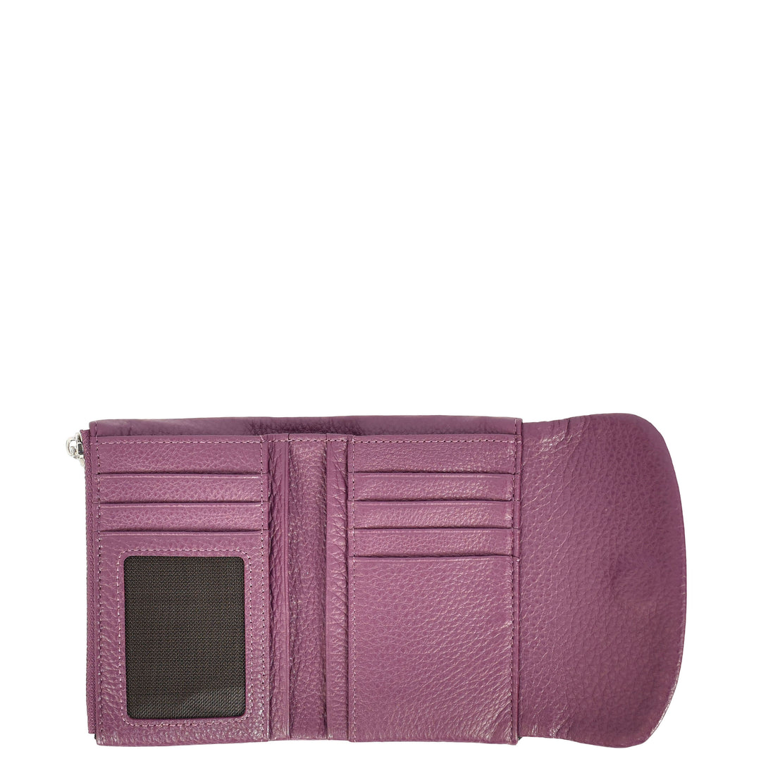 Womens Real Leather Purse Snake-Print Clutch Wallet HOL8833 Purple