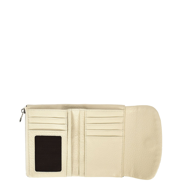 Womens Real Leather Purse Snake-Print Clutch Wallet HOL8833 Off White