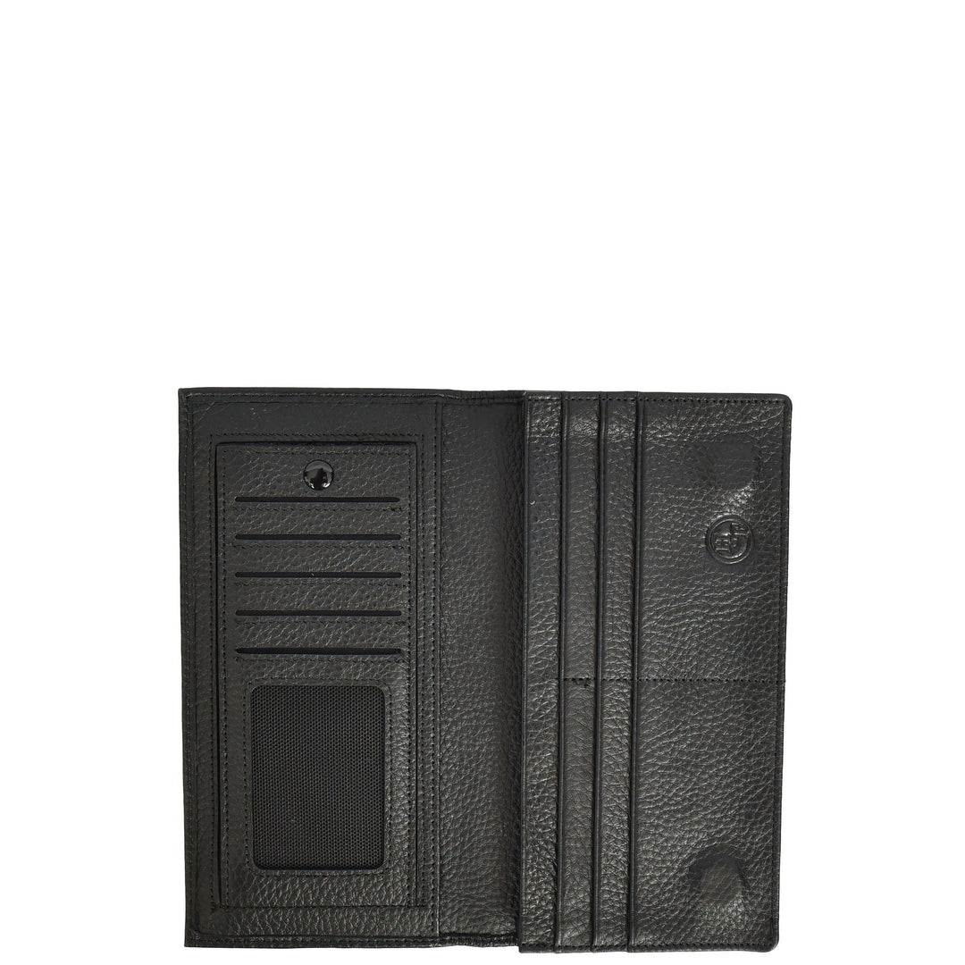 Mens Real Leather Breast Wallet Magnetic Closure Multi Card Velzo Black