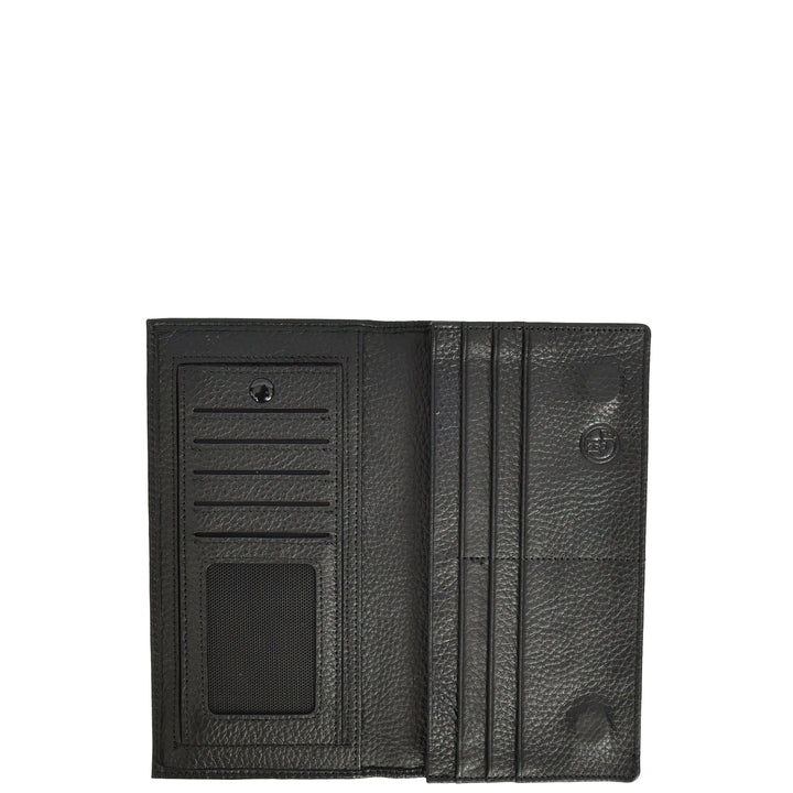 Mens Real Leather Breast Wallet Magnetic Closure Multi Card Velzo Black