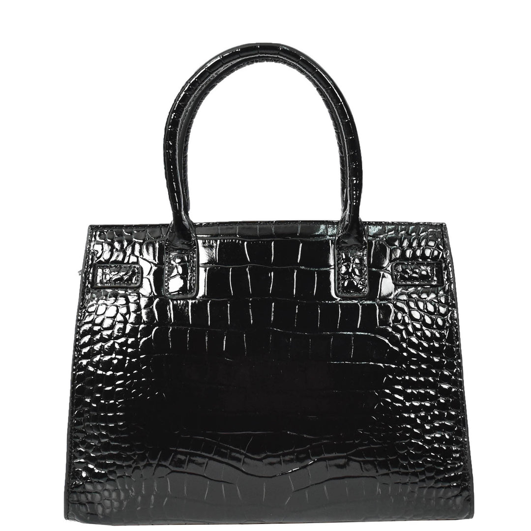 Women Real Leather Handbag Mid Size Organiser Top-Handle Handbag Noelle Black-2