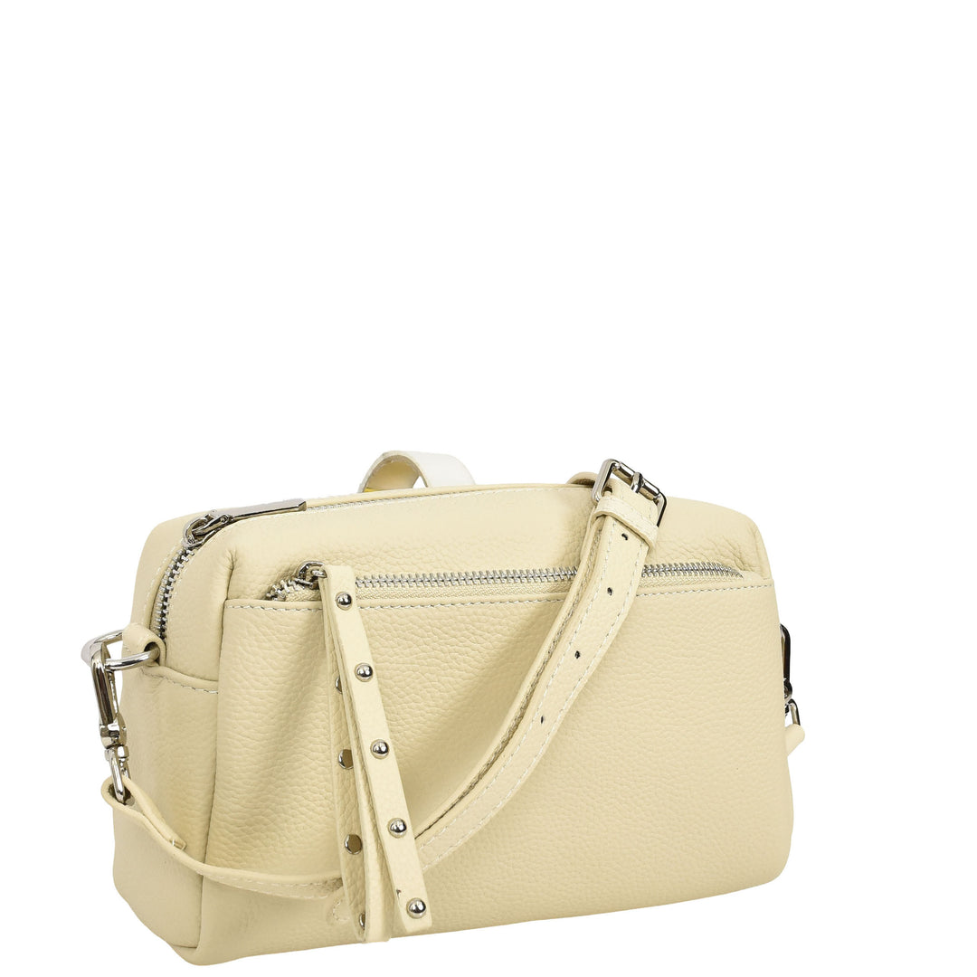 Womens Real Leather Small Shoulder Crossbody Bag Casual Pouch Zeno Off White