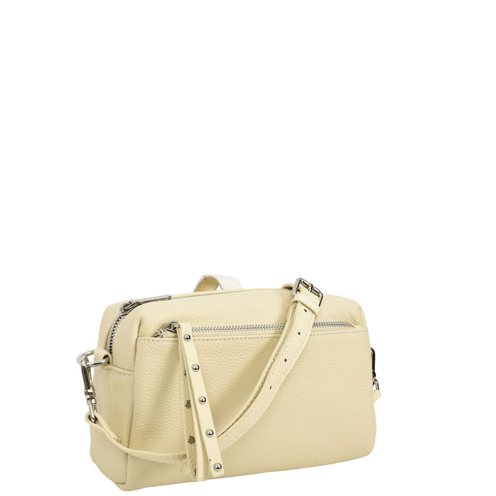 Womens Real Leather Small Shoulder Crossbody Bag Casual Pouch Zeno Off White