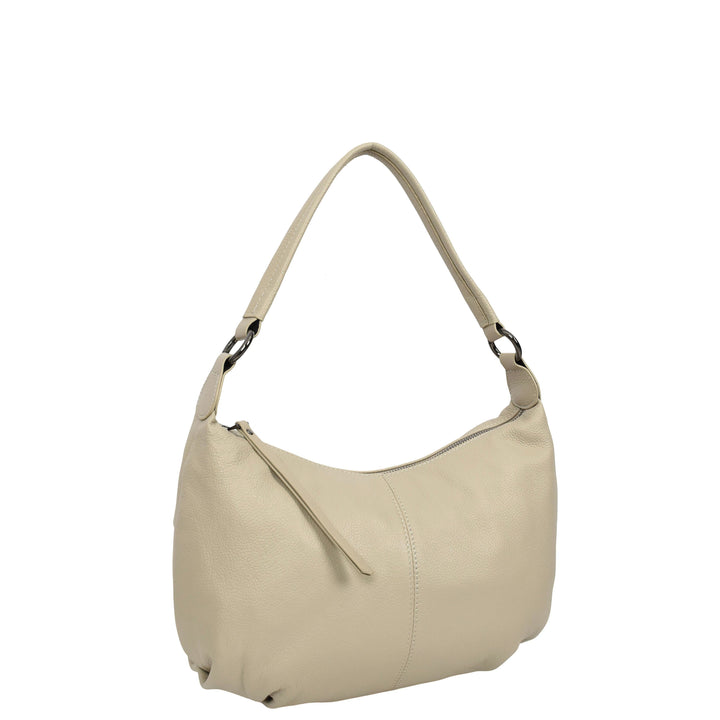 Womens Real Leather Shoulder Bag 2-in-1 Cross Body Casual Style Hobo Callie Taupe