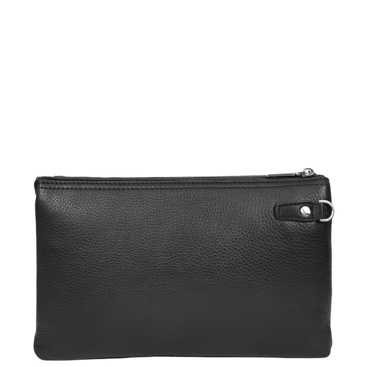 Mens Real Leather Clutch Organiser Multi Compartment Wrist Bag Jerez Black-2
