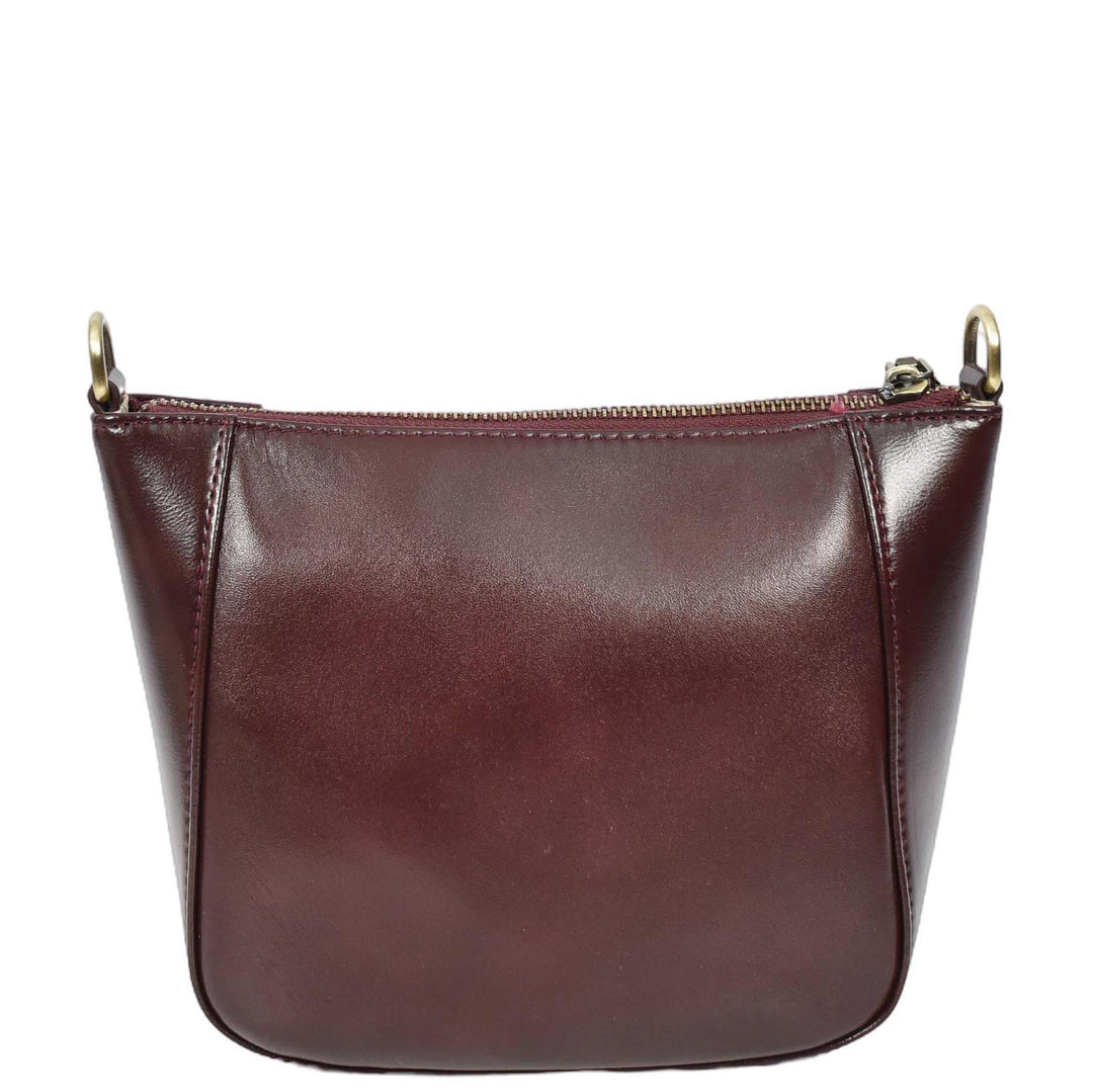 Womens Real Leather Cross Body Bag Small Size Sling Pouch Catherine Burgundy-2