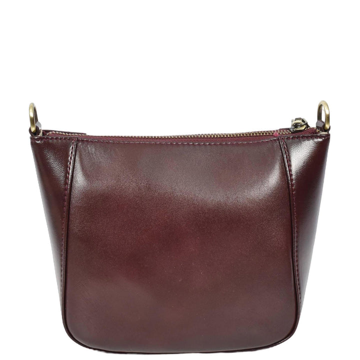 Womens Real Leather Cross Body Bag Small Size Sling Pouch Catherine Burgundy-2