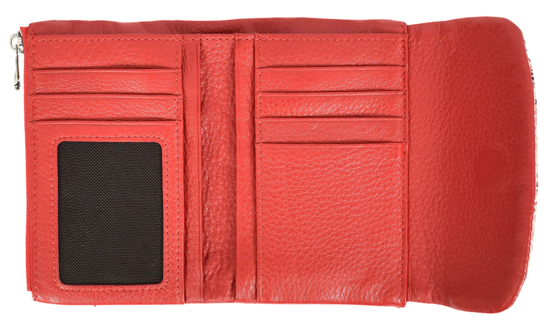 Womens Real Leather Purse Snake-Print Clutch Wallet HOL8833 Red