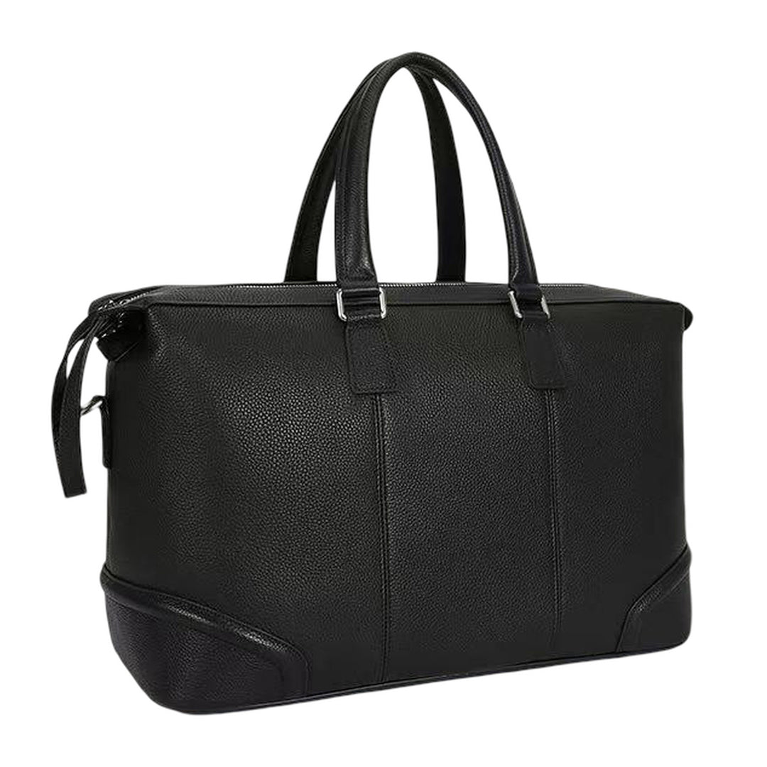 Real Leather Holdall Travel Duffle Weekender Bag Cabin Size Braylen Black