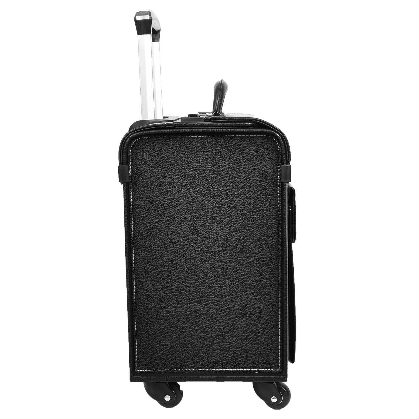 Four Wheel Pilot Case Faux Leather Cabin Bag Commander Black-3