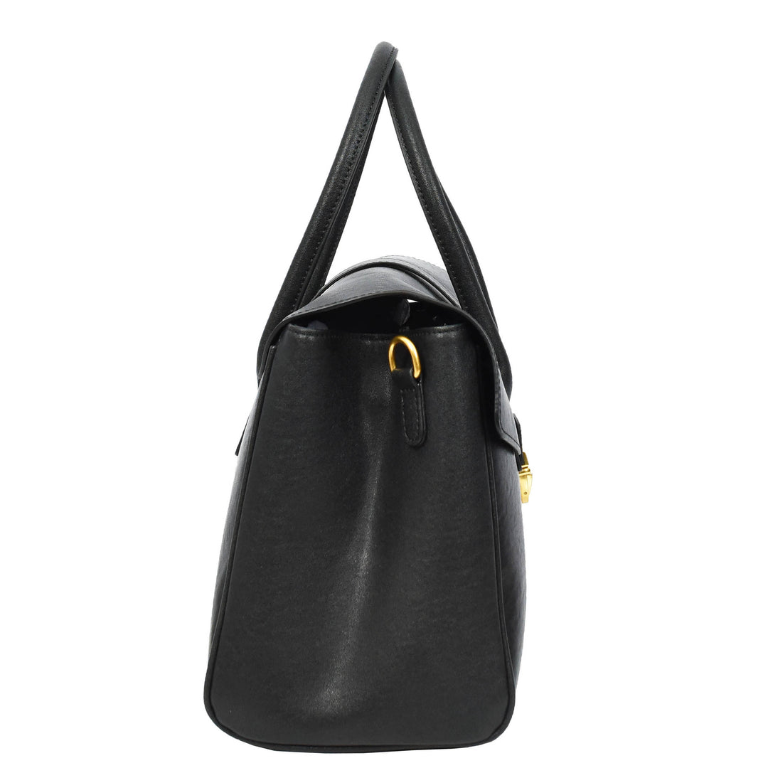 Women's Real Leather Shoulder Bag Large Size Classic Style Tacoma Black-3