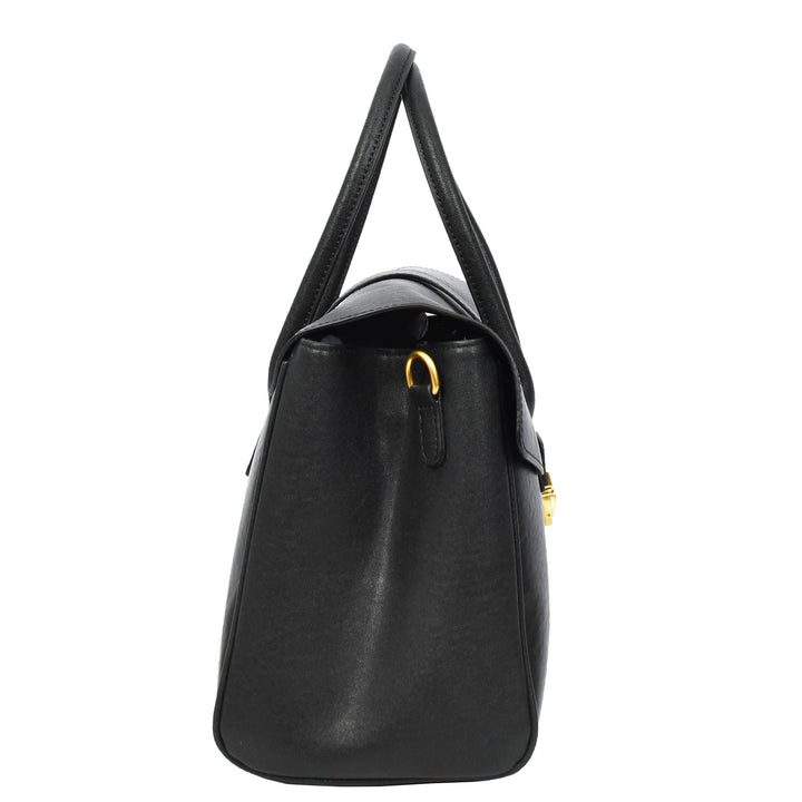 Women's Real Leather Shoulder Bag Large Size Classic Style Tacoma Black-3