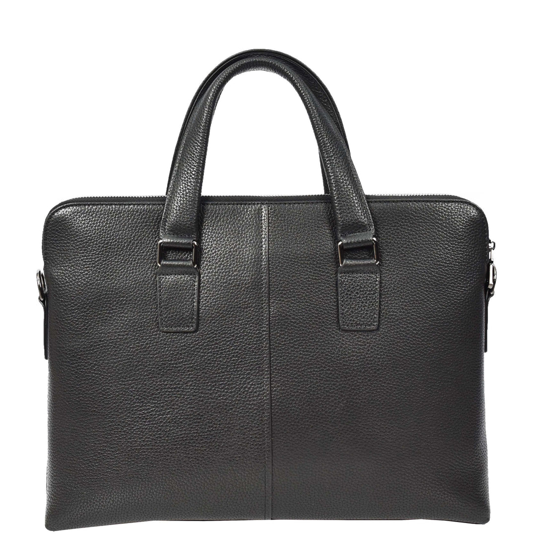 Genuine Leather CrossBody Briefcase Business Office Shoulder Bag Vence Black