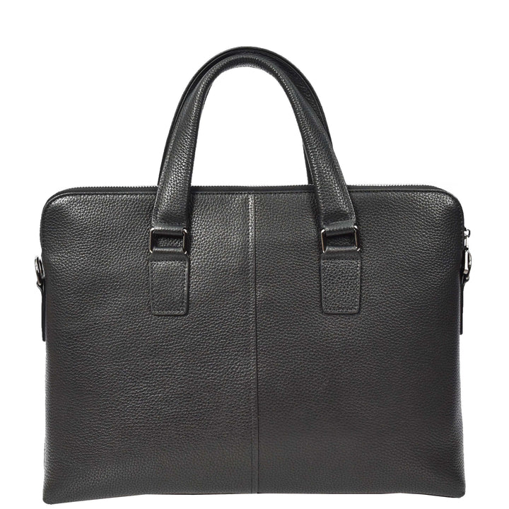 Genuine Leather CrossBody Briefcase Business Office Shoulder Bag Vence Black