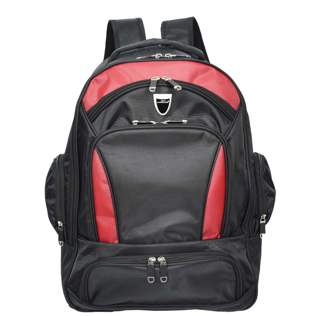 Backpack With Wheels Telescopic Handle Hiking Camping Outdoor Rucksack HT63 Red-3