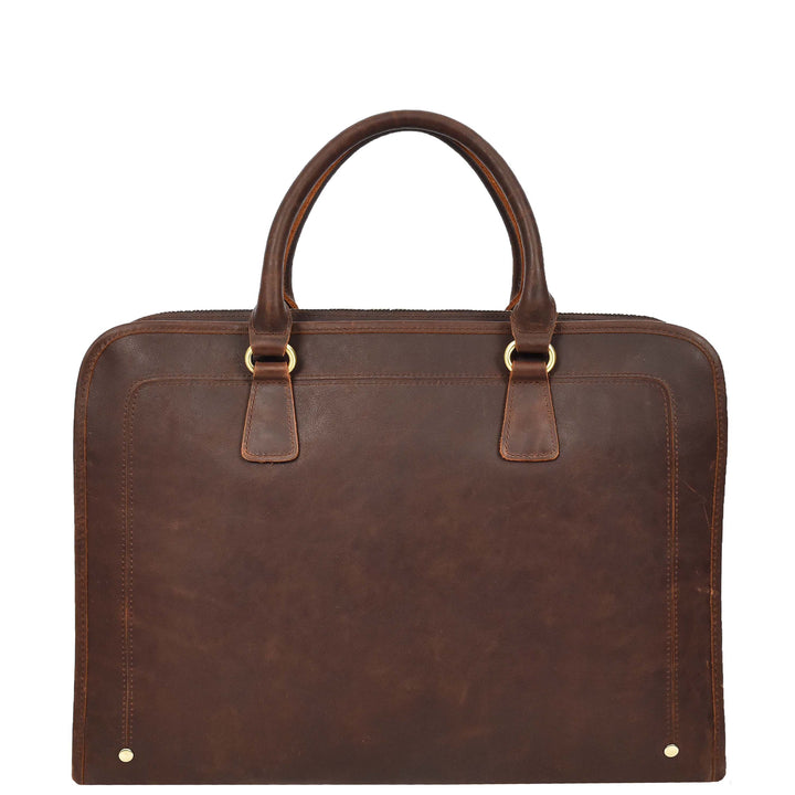 Real Leather Cross Body Briefcase Belmont Rust Brown