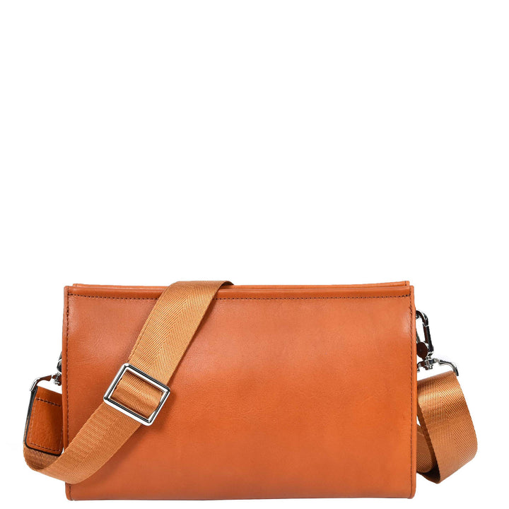 Mens Real Leather Wrist Bag Organiser Cross Body Style Suva Tan-3