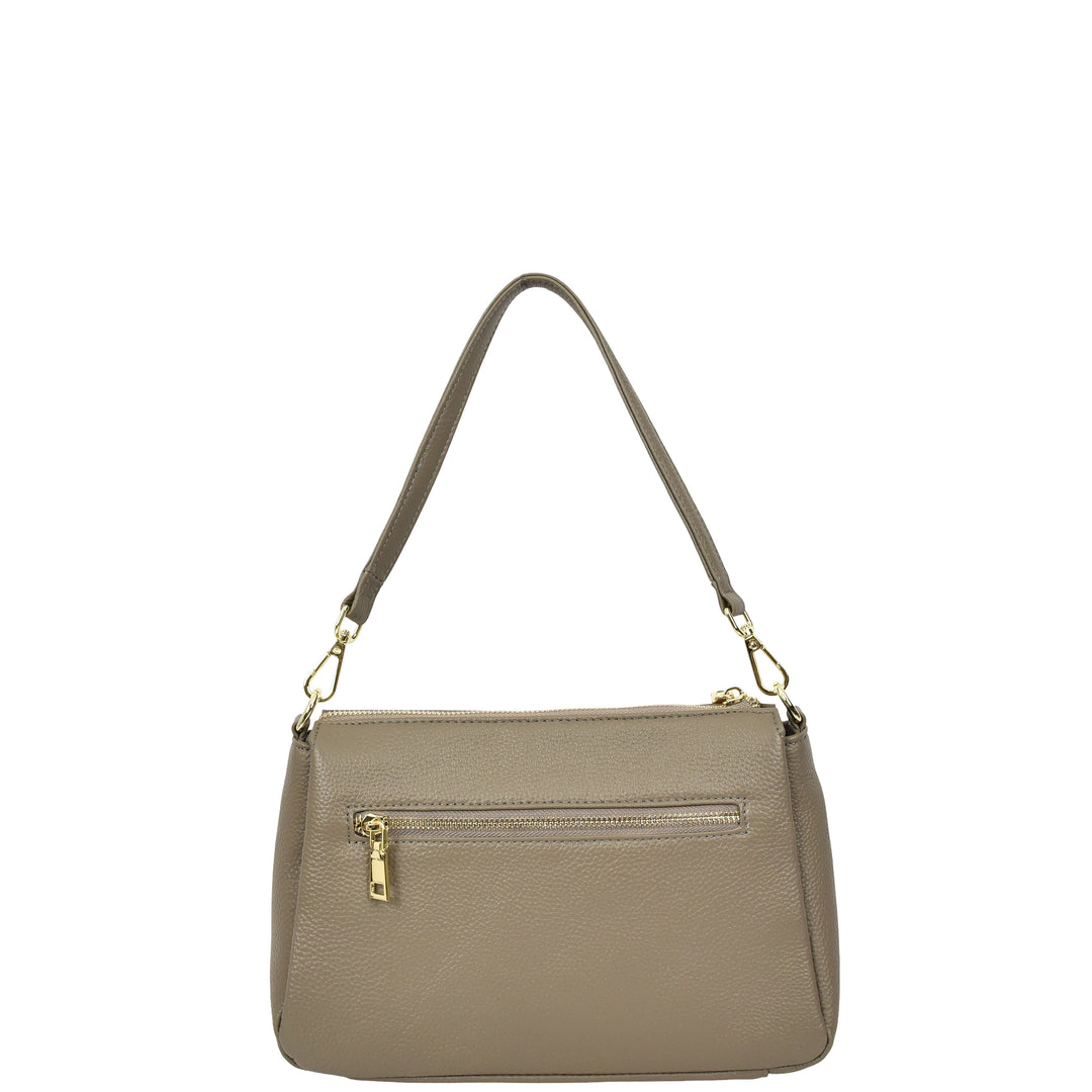 Womens Real Leather Shoulder Handbag Croc-Print Design Everyday Bag Edlyn Grey