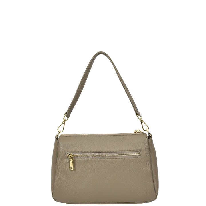 Womens Real Leather Shoulder Handbag Croc-Print Design Everyday Bag Edlyn Grey