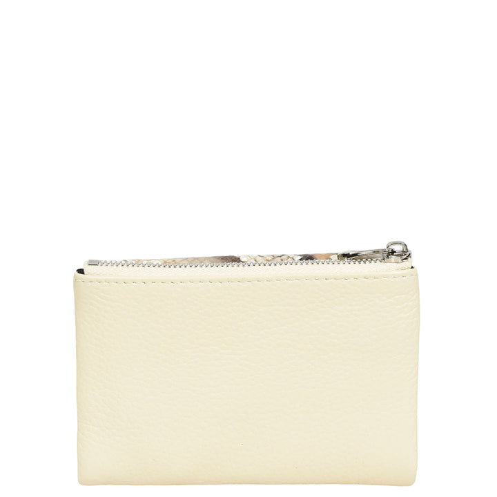 Womens Real Leather Purse Snake-Print Clutch Wallet HOL8833 Off White