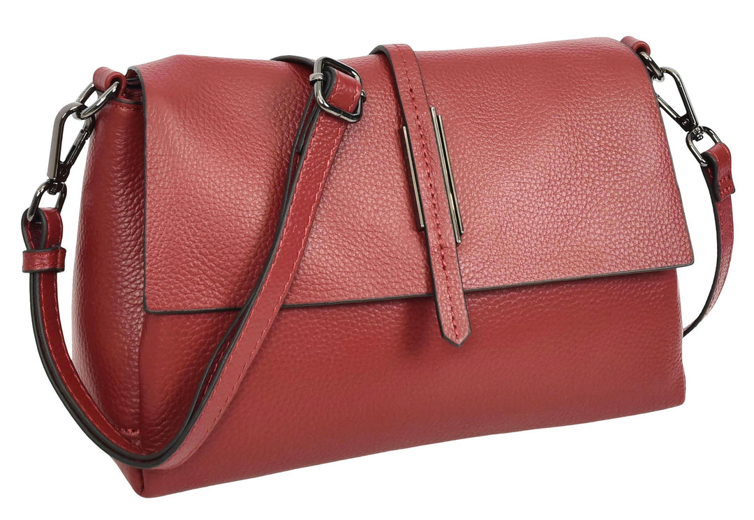 Women's Premium Leather Shoulder Bag 2-in-1 Style Handbag  Zelia Red