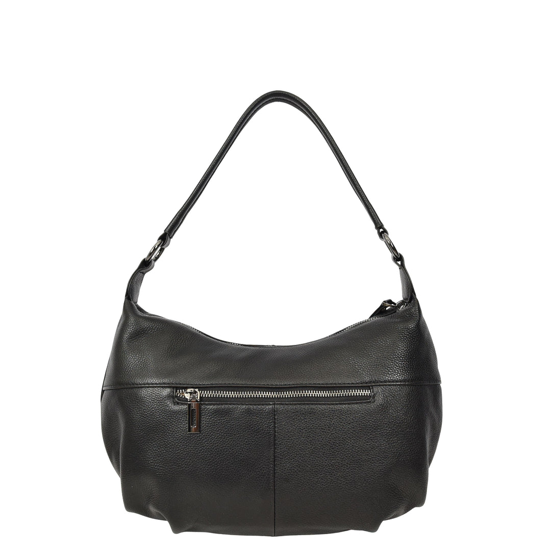 Womens Real Leather Shoulder Bag 2-in-1 Cross Body Casual Style Hobo Callie Black