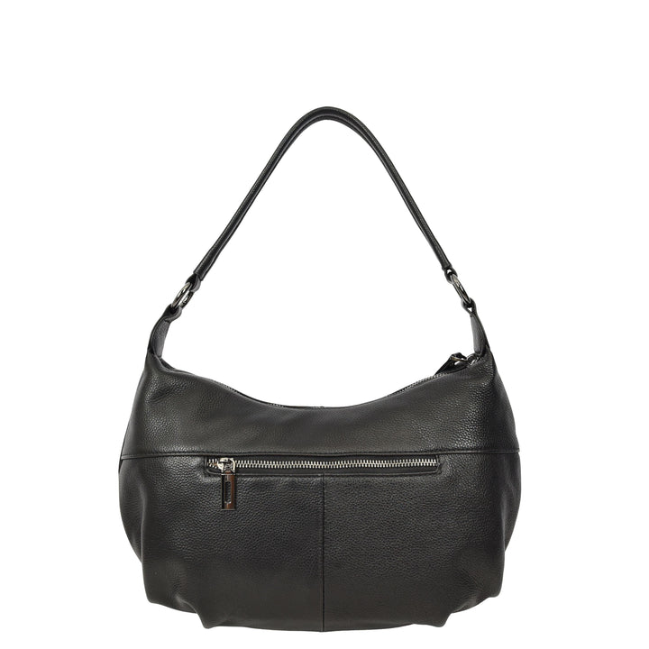 Womens Real Leather Shoulder Bag 2-in-1 Cross Body Casual Style Hobo Callie Black