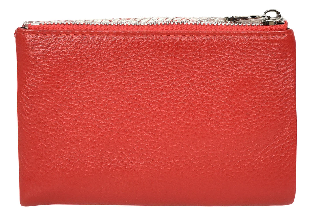 Womens Real Leather Purse Snake-Print Clutch Wallet HOL8833 Red