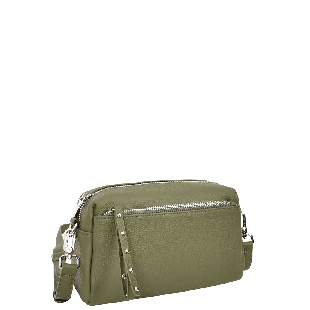 Womens Real Leather Small Shoulder Crossbody Bag Casual Pouch Zeno Green