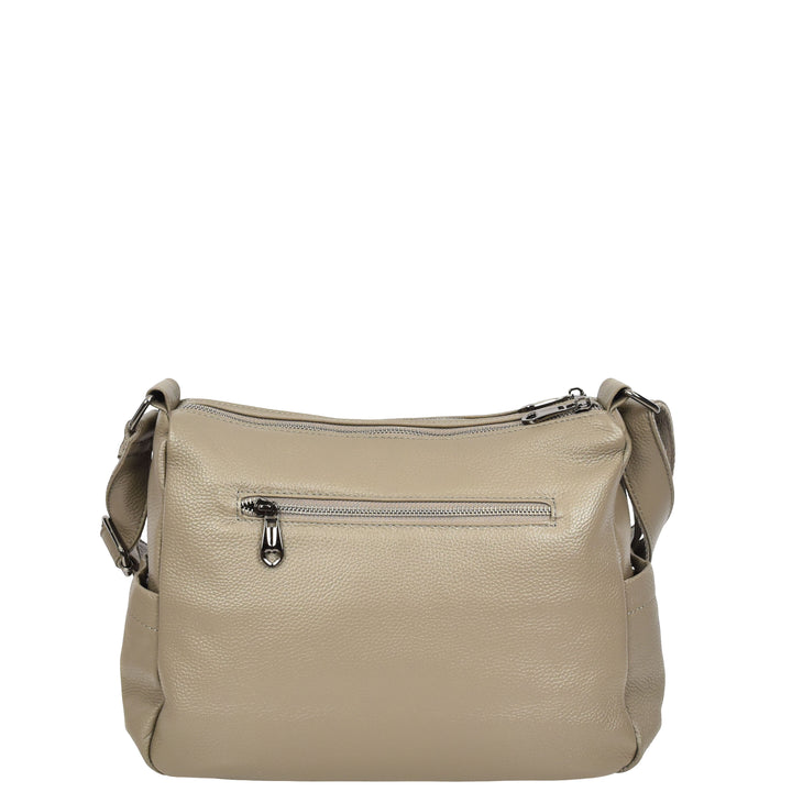 Womens Real Leather Classic Crossbody Messenger Shoulder Bag Alba Grey