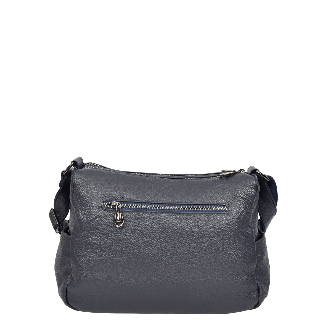 Womens Real Leather Classic Crossbody Messenger Shoulder Bag Alba Navy