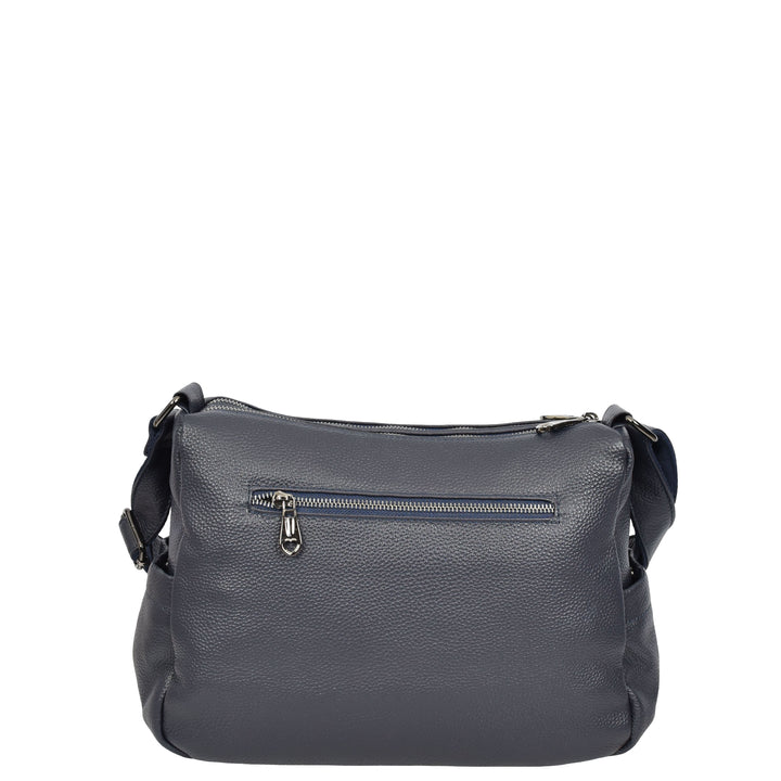 Womens Real Leather Classic Crossbody Messenger Shoulder Bag Alba Navy