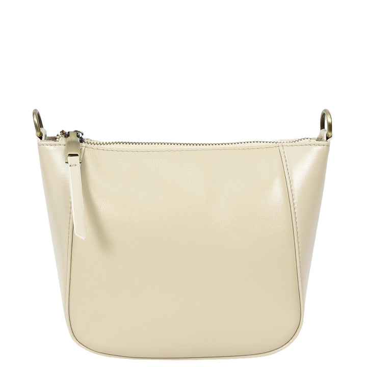 Womens Real Leather Cross Body Bag Small Size Sling Pouch Catherine White-4