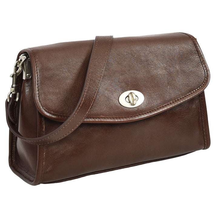 Women's Genuine Leather Flap-Over Crossbody Shoulder Bag with 2-in-1 Style Arden Coffee