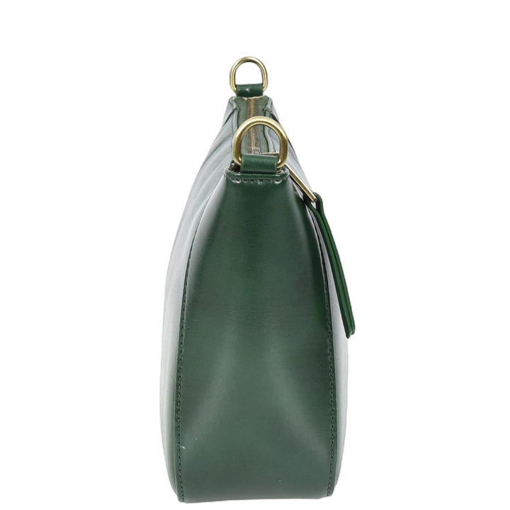 Womens Real Leather Cross Body Bag Small Size Sling Pouch Catherine Green-4