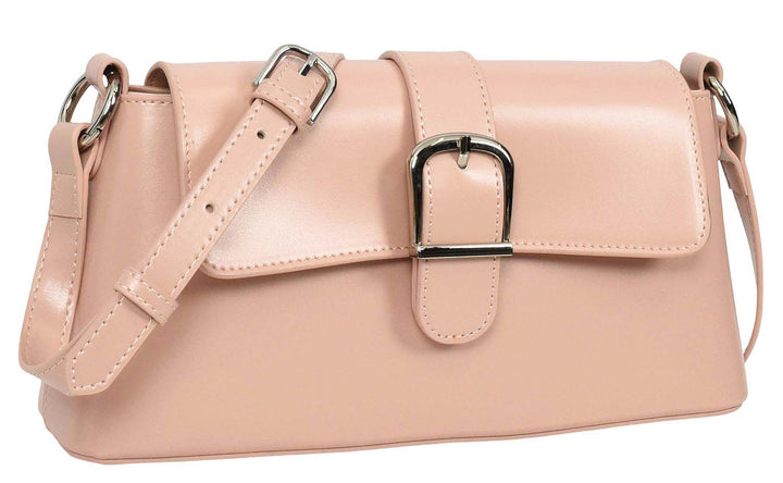 Women's Glazed Leather Small Handbag 2-in-1 Style Xyla Pink