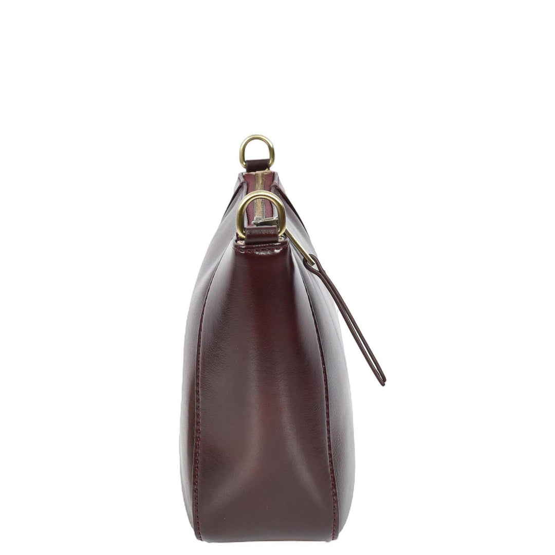 Womens Real Leather Cross Body Bag Small Size Sling Pouch Catherine Burgundy-3