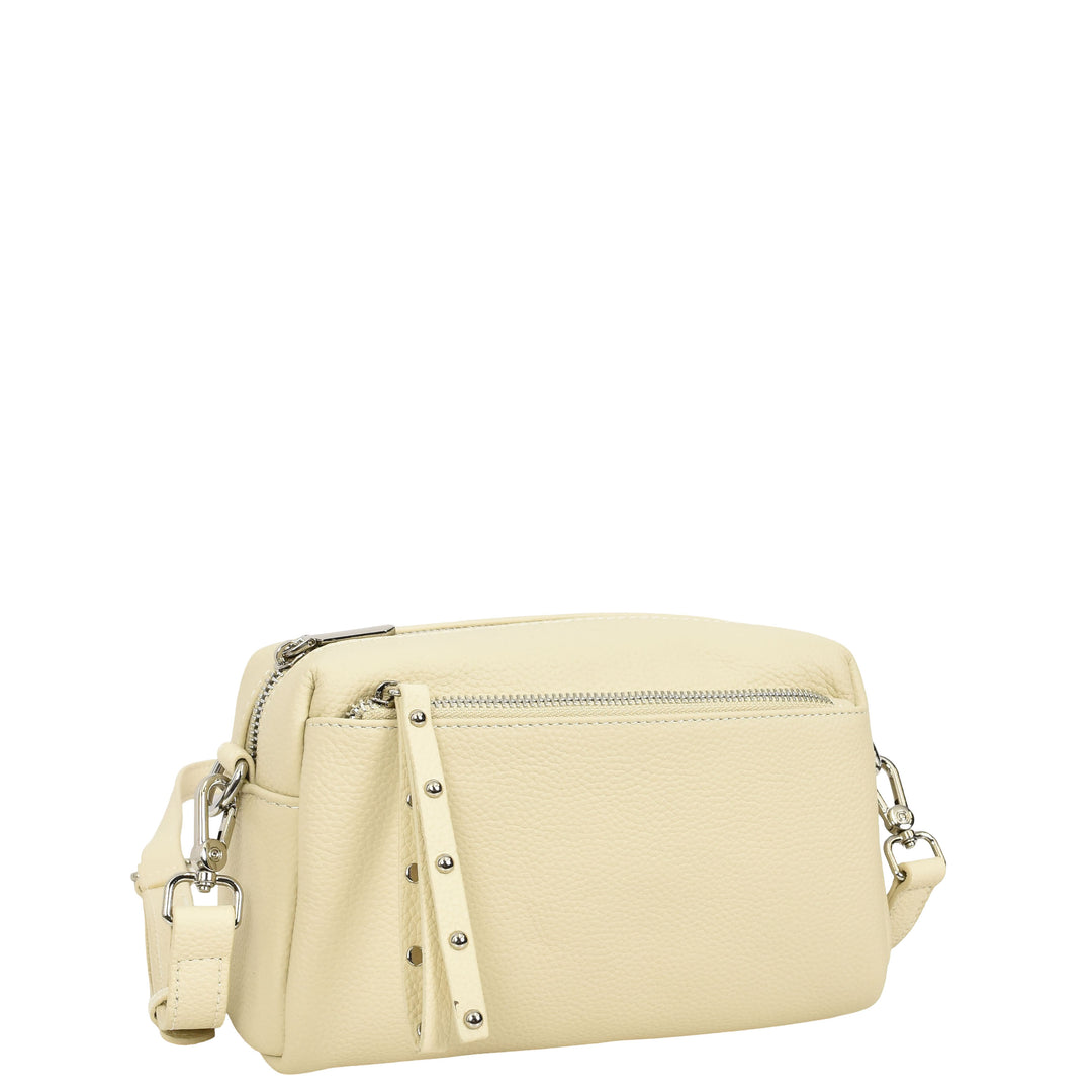 Womens Real Leather Small Shoulder Crossbody Bag Casual Pouch Zeno Off White