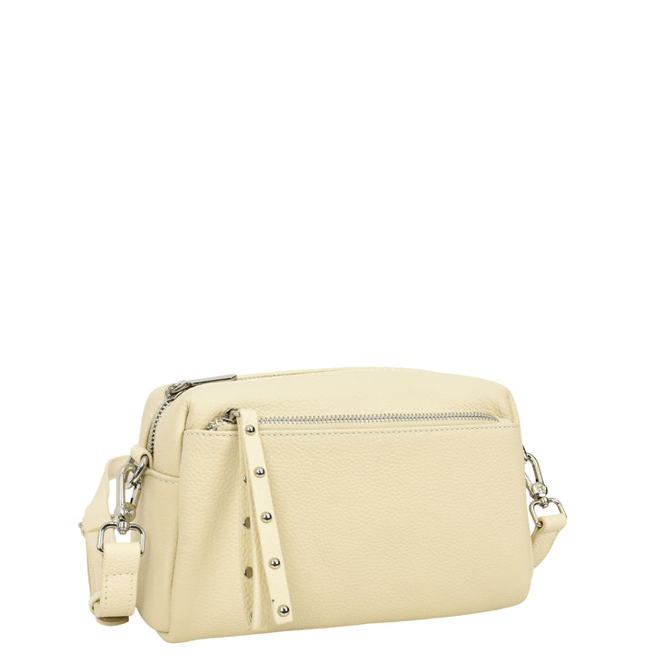 Womens Real Leather Small Shoulder Crossbody Bag Casual Pouch Zeno Off White