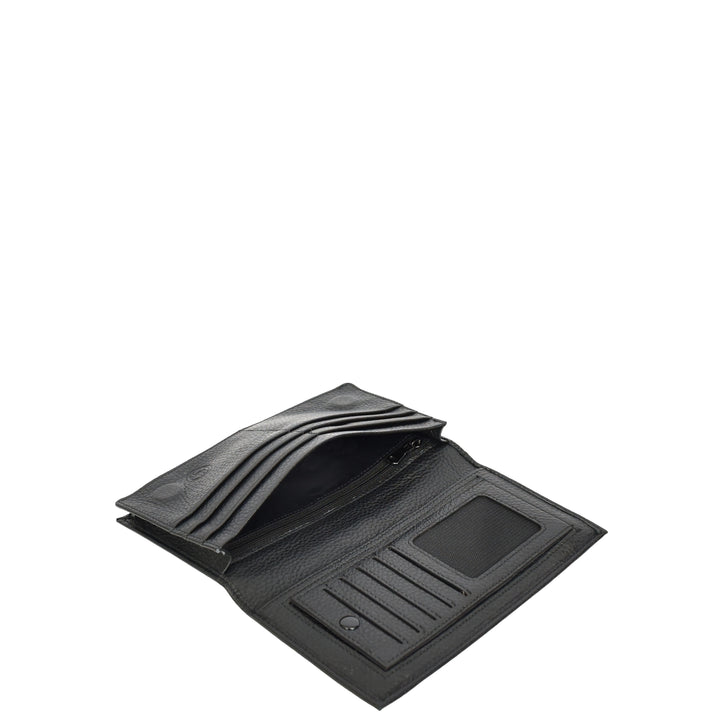 Mens Real Leather Breast Wallet Magnetic Closure Multi Card Velzo Black