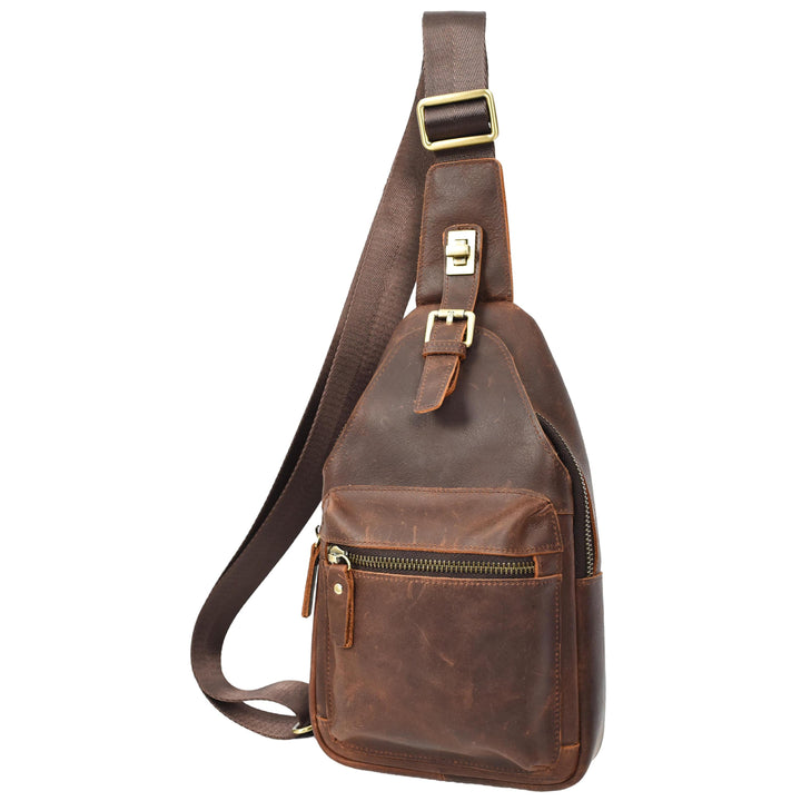 Real Leather Cross Body Chest Bag Phoenix Rust Brown-6