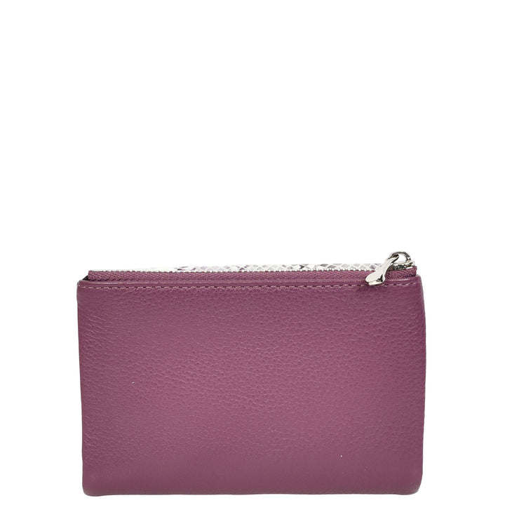 Womens Real Leather Purse Snake-Print Clutch Wallet HOL8833 Purple