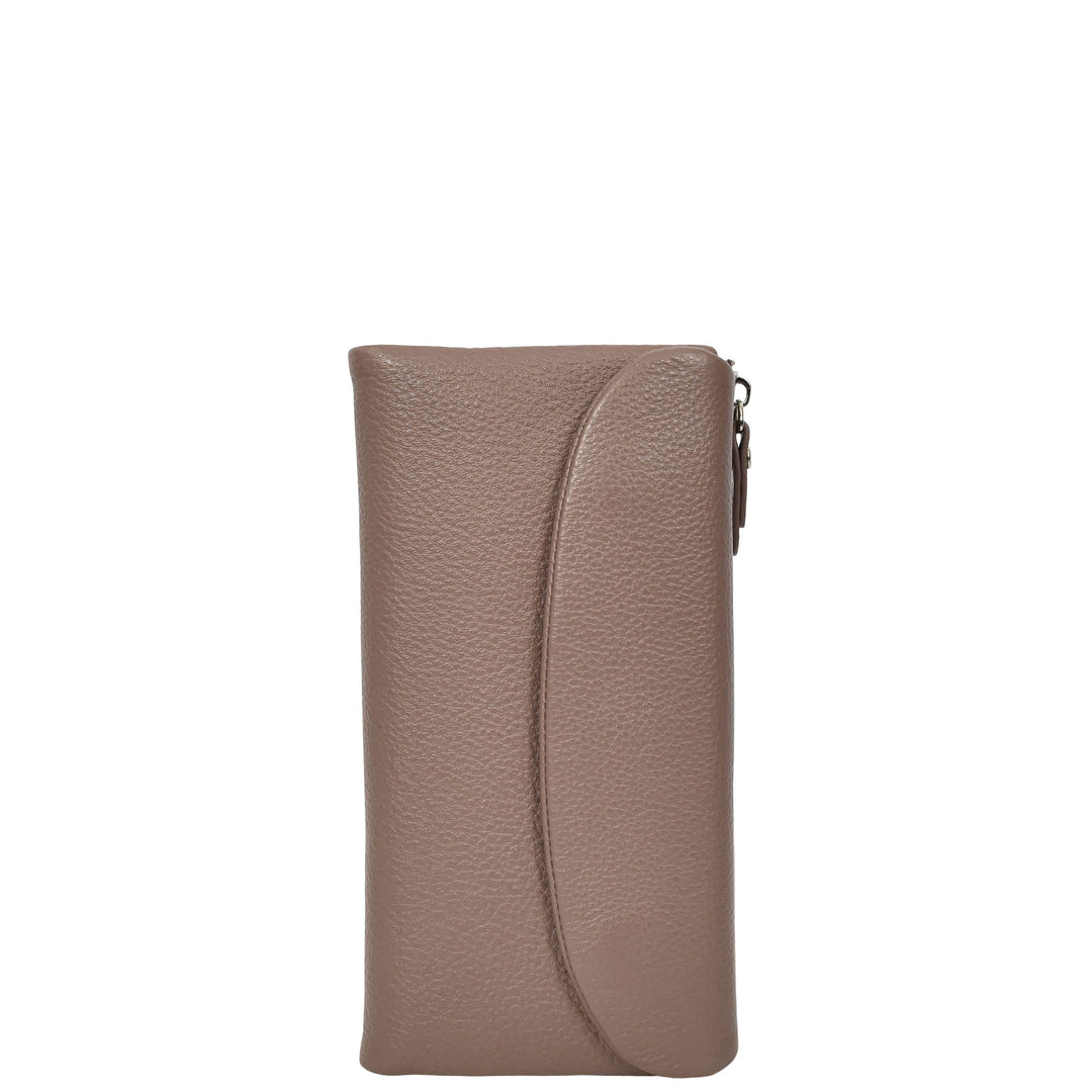 Womens Real Leather Clutch Purse Multi-Coloured Interior Card Holder Zip Pocket HOL8819 Lilac