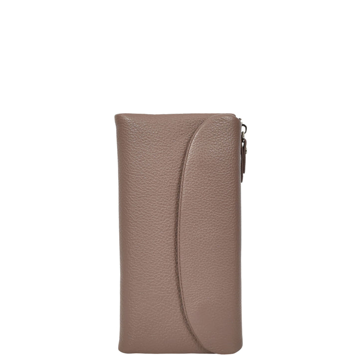 Womens Real Leather Clutch Purse Multi-Coloured Interior Card Holder Zip Pocket HOL8819 Lilac
