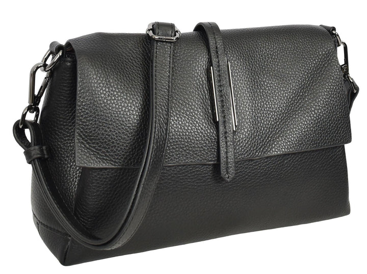 Women's Premium Leather Shoulder Bag 2-in-1 Style Handbag  Zelia Black