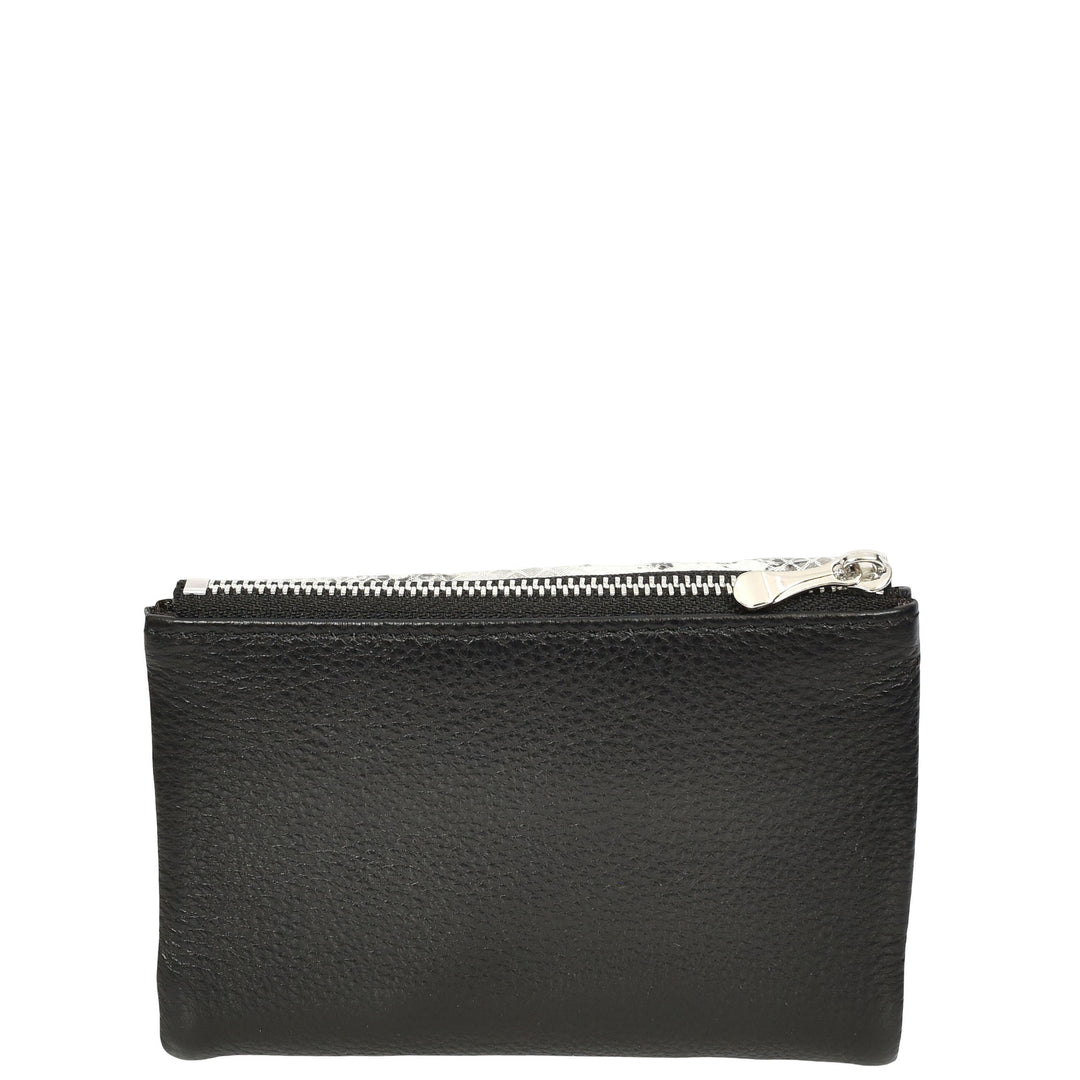 Womens Real Leather Purse Snake-Print Clutch Wallet HOL8833 Black