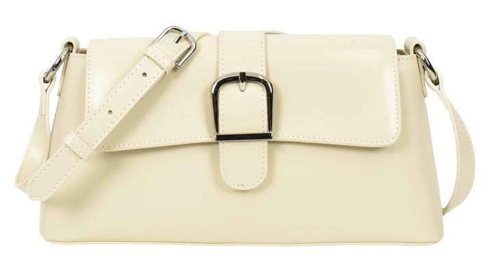 Women's Glazed Leather Small Handbag 2-in-1 Style Xyla Off-White