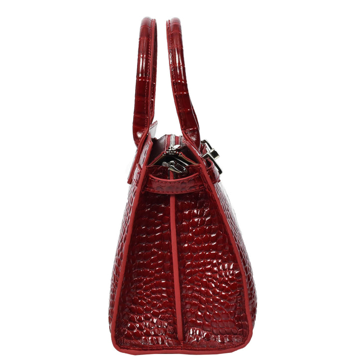 Women Real Leather Handbag Mid Size Organiser Top-Handle Handbag Noelle Red-4