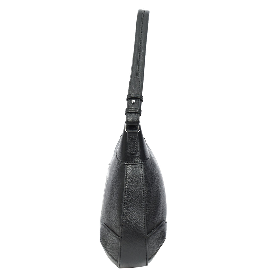 Womens Real Leather Shoulder Bag Classic Cross Body Design Josephine Black